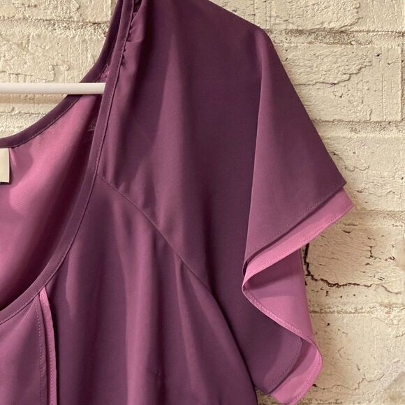 Ann Taylor Loft Purple Ruffle Blouse M - Picture 2 of 11